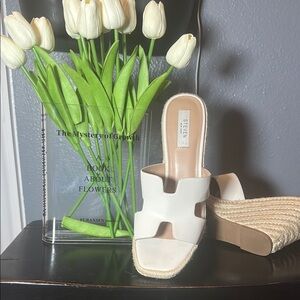 White Minimalist Mules with Slip-On Design